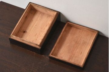 アンティーク雑貨　古民具・骨董　明治大正期　古い木製の台形型小物収納箱