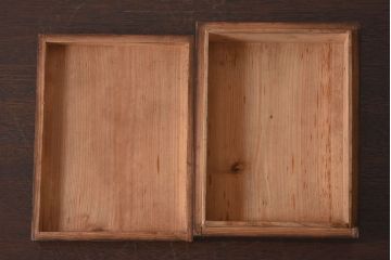 アンティーク雑貨　古民具・骨董　明治大正期　古い木製の台形型小物収納箱