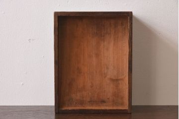 アンティーク雑貨　古民具・骨董　明治大正期　古い木製の台形型小物収納箱