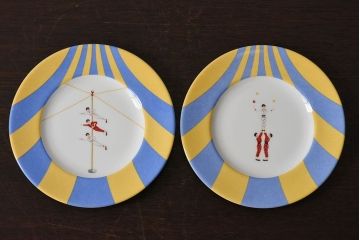 アンティーク雑貨　中古　HERMES(エルメス)　CIRCUS(サーカス)　プレート皿2枚セット