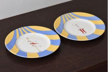 アンティーク雑貨　中古　HERMES(エルメス)　CIRCUS(サーカス)　プレート皿2枚セット