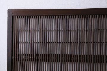 裏障子付き!クリアガラス帯の格子戸4枚セット　和製アンティーク