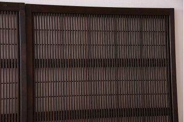 裏障子付き!クリアガラス帯の格子戸4枚セット　和製アンティーク