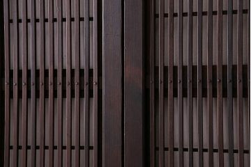 裏障子付き!クリアガラス帯の格子戸4枚セット　和製アンティーク