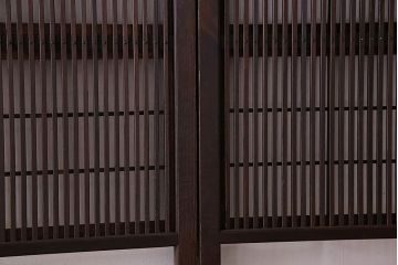 裏障子付き!クリアガラス帯の格子戸4枚セット　和製アンティーク