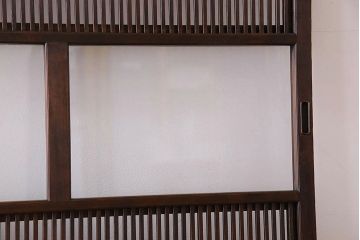 裏障子付き!クリアガラス帯の格子戸4枚セット　和製アンティーク