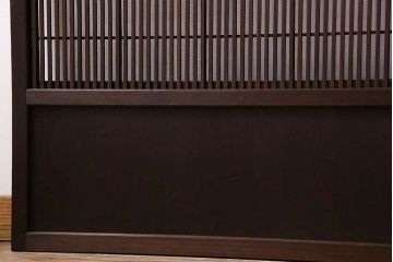 裏障子付き!クリアガラス帯の格子戸4枚セット　和製アンティーク