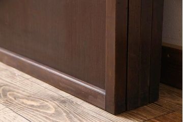 裏障子付き!クリアガラス帯の格子戸4枚セット　和製アンティーク