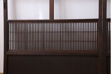 裏障子付き!クリアガラス帯の格子戸4枚セット　和製アンティーク