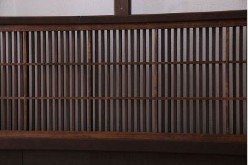 裏障子付き!クリアガラス帯の格子戸4枚セット　和製アンティーク