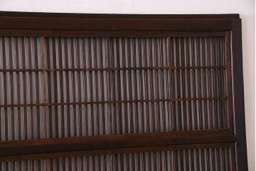 裏障子付き!クリアガラス帯の格子戸4枚セット　和製アンティーク