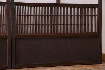 裏障子付き!クリアガラス帯の格子戸4枚セット　和製アンティーク