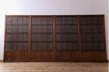 古民具・骨董　極上品　裏障子付き!上質なアンティーク万本格子戸4枚セット