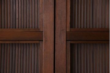 古民具・骨董　極上品　裏障子付き!上質なアンティーク万本格子戸4枚セット