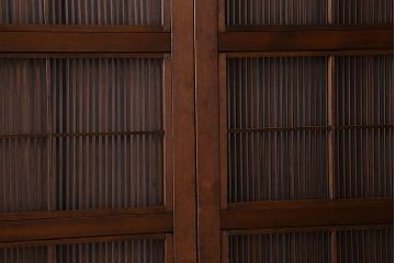 古民具・骨董　極上品　裏障子付き!上質なアンティーク万本格子戸4枚セット