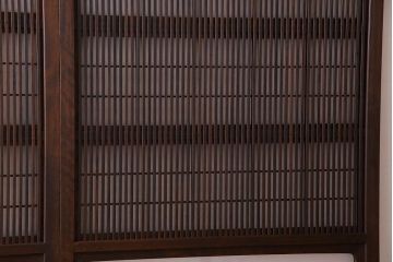 裏障子付き!クリアガラス帯の格子戸2枚セット　和製アンティーク