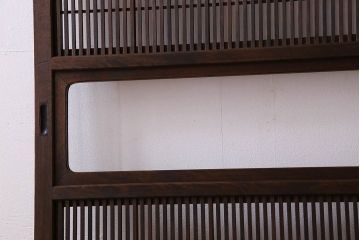裏障子付き!クリアガラス帯の格子戸2枚セット　和製アンティーク