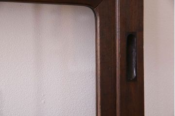 裏障子付き!クリアガラス帯の格子戸2枚セット　和製アンティーク