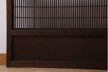 裏障子付き!クリアガラス帯の格子戸2枚セット　和製アンティーク