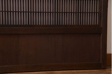 裏障子付き!クリアガラス帯の格子戸2枚セット　和製アンティーク