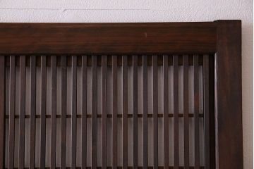 裏障子付き!クリアガラス帯の格子戸2枚セット　和製アンティーク