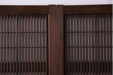 裏障子付き!クリアガラス帯の格子戸2枚セット　和製アンティーク