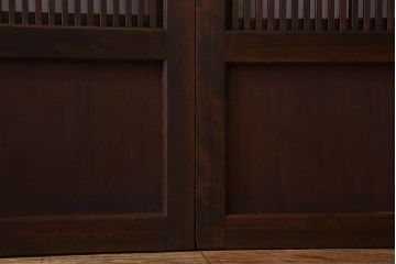 裏障子付き!クリアガラス帯の格子戸2枚セット　和製アンティーク