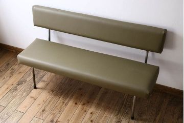 レトロ家具　ビンテージ　1970年　レトロなアイアンレッグベンチソファ(2)