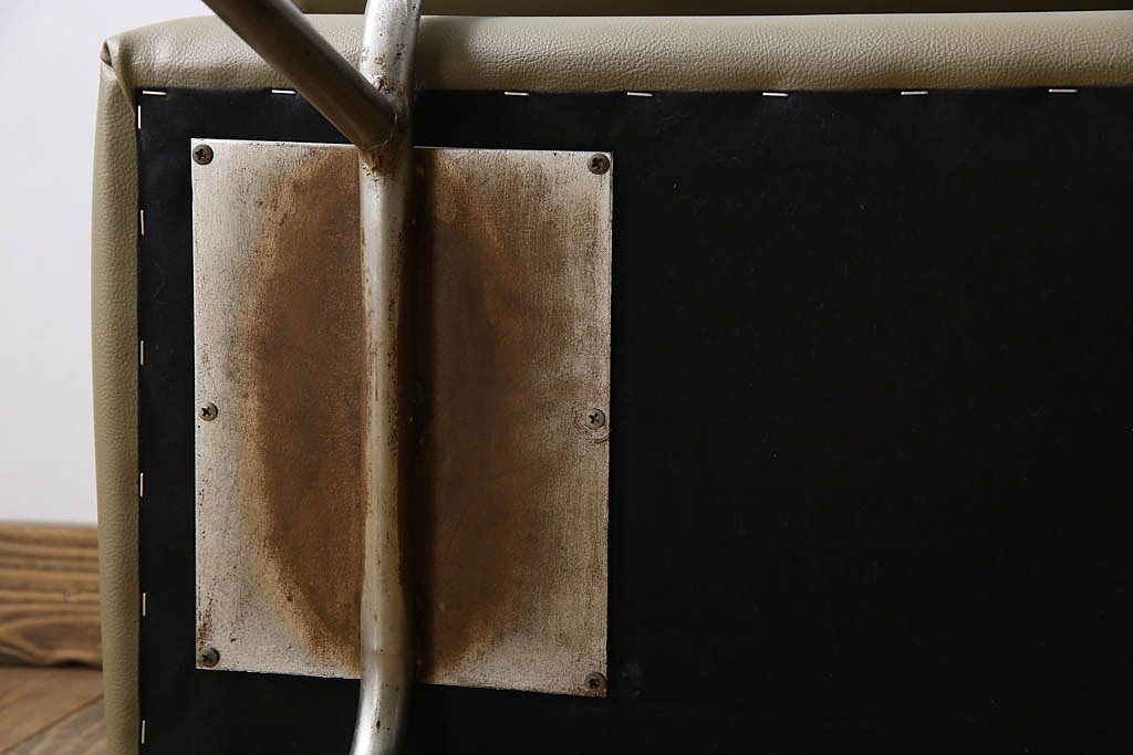 レトロ家具　ビンテージ　1970年　レトロなアイアンレッグベンチソファ(2)