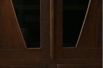 アンティーク家具　色ガラス入り!おしゃれなデザインのアンティーク本箱(ブックケース)　和製アンティーク