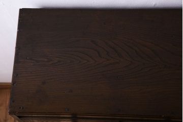 アンティーク家具　色ガラス入り!おしゃれなデザインのアンティーク本箱(ブックケース)　和製アンティーク