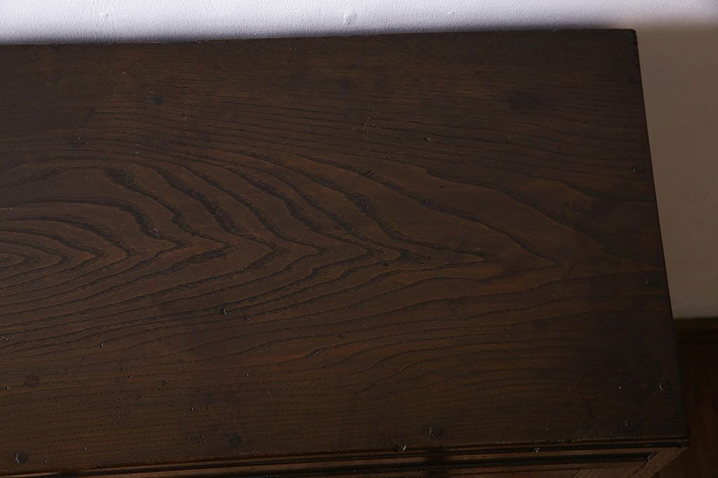 アンティーク家具　色ガラス入り!おしゃれなデザインのアンティーク本箱(ブックケース)　和製アンティーク