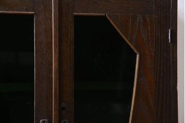 アンティーク家具　色ガラス入り!おしゃれなデザインのアンティーク本箱(ブックケース)　和製アンティーク