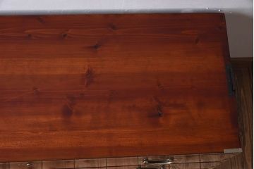 アンティーク家具　和モダン　欅玉杢材　漆塗り　古い衣装箪笥ローボード(1)