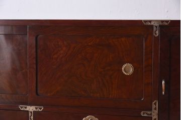 アンティーク家具　和モダン　欅玉杢材　漆塗り　古い衣装箪笥ローボード(2)