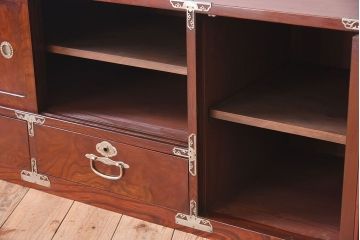 アンティーク家具　和モダン　欅玉杢材　漆塗り　古い衣装箪笥ローボード(2)