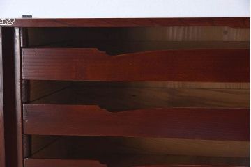 アンティーク家具　和モダン　欅玉杢材　漆塗り　古い衣装箪笥ローボード(3)