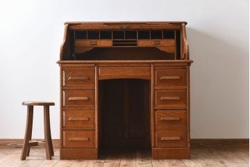 アンティーク家具　英国アンティーク!上質なロールトップデスク(ライティングビューロー、机、在宅ワーク、在宅用)