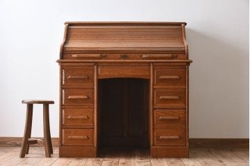 アンティーク家具　英国アンティーク!上質なロールトップデスク(ライティングビューロー、机、在宅ワーク、在宅用)