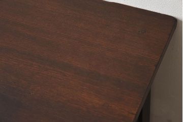 アンティーク家具　天板ナラ材　アンティーク 古い木製の艶消しブラックペイント片袖机