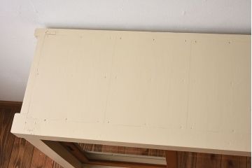 アンティーク家具　アンティークペイント　4枚引き戸　ガラス戸のおしゃれなローボード