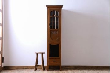 アンティーク家具　オーク材　英国アンティーク　縦型キャビネット(1)