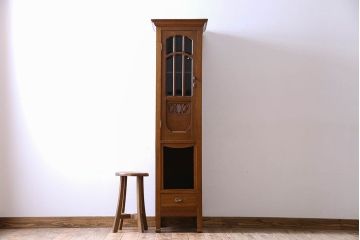 アンティーク家具　オーク材　英国アンティーク　縦型キャビネット(2)