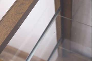 アンティーク家具　ナラ材　アンティーク　脚付き　ガラスケース