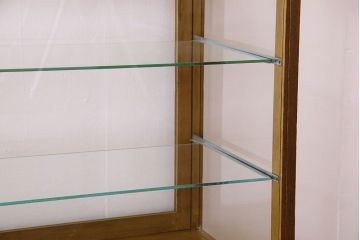 アンティーク家具　ナラ材　アンティーク　脚付き　ガラスケース