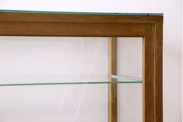 アンティーク家具　ナラ材　アンティーク　脚付き　ガラスケース