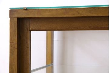 アンティーク家具　ナラ材　アンティーク　脚付き　ガラスケース