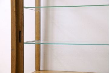 アンティーク家具　ナラ材　アンティーク　脚付き　ガラスケース