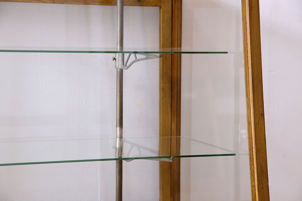 アンティーク家具　脚付き!シンプルなアンティークガラスケース(ショーケース)(2)