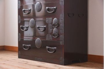 アンティーク家具　和モダン　大正期　一本物　アンティーク松本箪笥(衣装箪笥)